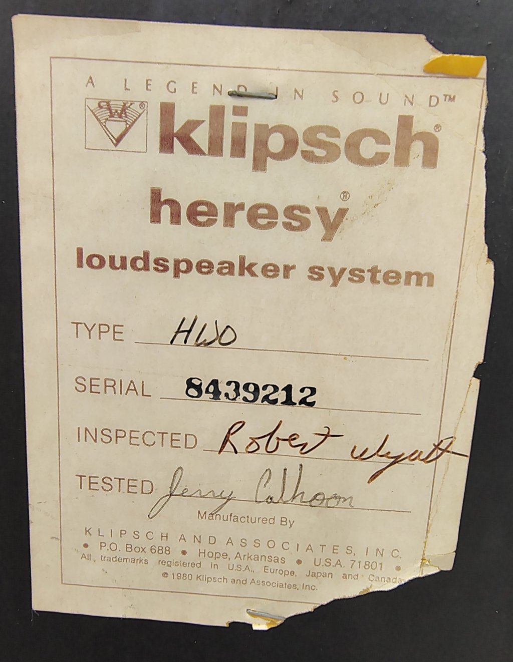 Klipsch Heresy Speakers